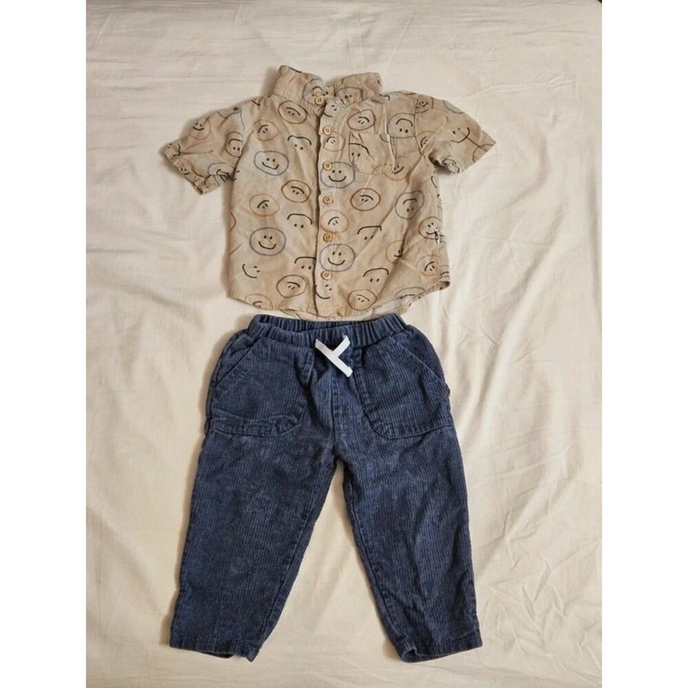 ORGANIC Rabbit Bear Outfit cotton linen corduroy 2pc